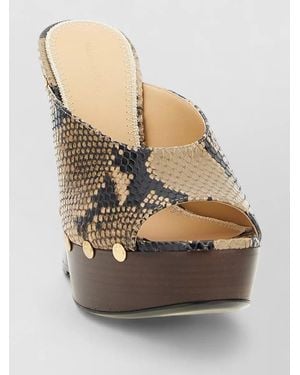 Magda Butrym Peep Toe Mules Snake Print Studs - Gray