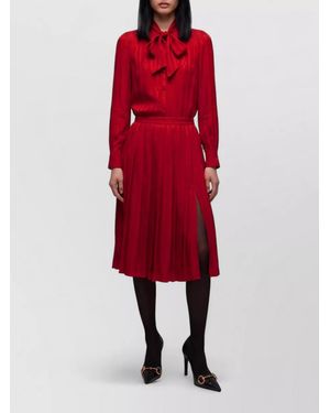 Gucci Silk Pleated Midi Skirt - Red