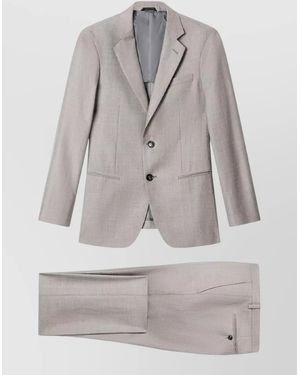 Giorgio Armani Soho Line Single Breasted Wool Silk Linen Suit - Grey