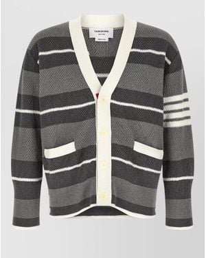 Thom Browne Striped Cardigan - Grey