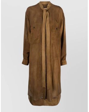 Uma Wang Apostle Long Sleeve Sheer Shirt Dress - Natural