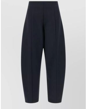 Nude High-Rise Cropped Balloon Wool Tailored Pants - Blue