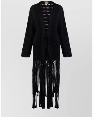 Alanui Cotton Fringed Cardigan - Black