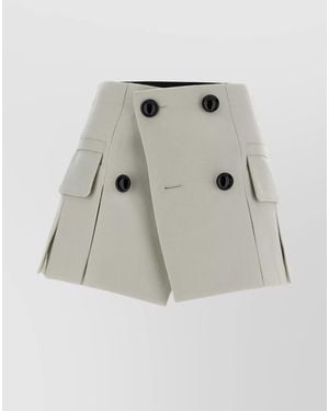 Sacai High Waist Pleated Skort With Side Pockets - Gray