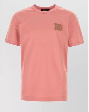 Dolce & Gabbana Cotton Crew Neck Short Sleeve T Shirt - Pink