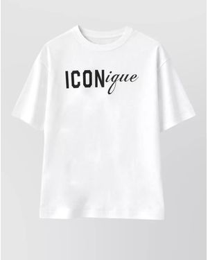 DSquared² Graphic Print Crew Neck Short Sleeve T-Shirt - White