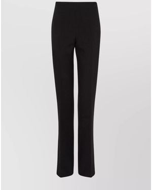 Ferragamo Virgin Wool High-Rise Straight-Leg Trousers - Black