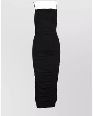 Michael Kors Ruched Detailing Spaghetti Straps Dress - Black