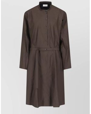 Lemaire Knee-Length Single-Breasted Coat - Brown