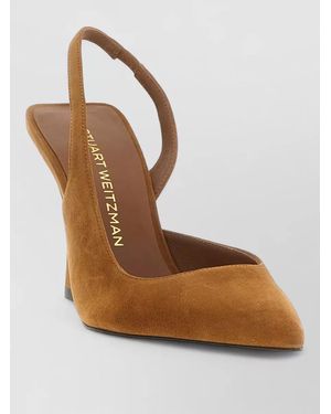Stuart Weitzman Vinnie Suede Slingback Pointed Toe Court Shoes - Brown