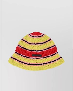 Stella McCartney Striped Crochet Bucket Hat - Grey