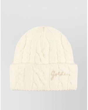 Golden Goose Knit Cable Brim Turn-Up Hat - Natural