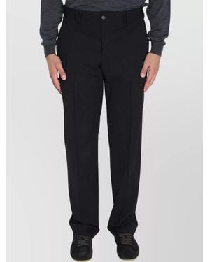 PT Torino Wool Mid-Rise Straight-Leg Slim-Fit Trousers - Black