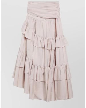 Chloé High Waisted Asymmetric Ruffled Tiered Skirt - Pink