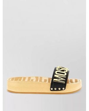 Moschino Leather Clog Sandals - Metallic