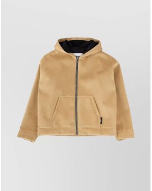 MSGM Velvet Oversized Hooded Jacket - Natural
