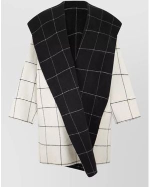 TOTEME Wool Reversible Checked Hooded Coat - Black