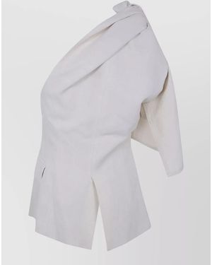 Uma Wang Kaeen One Shoulder Tailored Draped Jacket - White