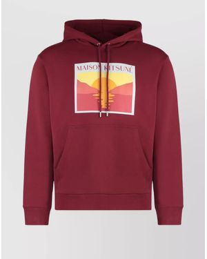 Maison Kitsuné Ribbed Cotton Hoodie - Red