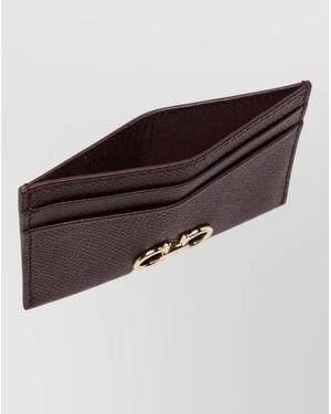 Ferragamo Gancini Leather Card Holder Keyring - Brown