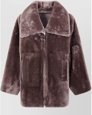 Blancha Shearling Straight Jacket - Brown
