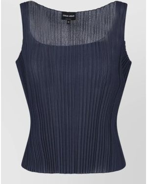 Giorgio Armani Pleated Jersey Top - Blue