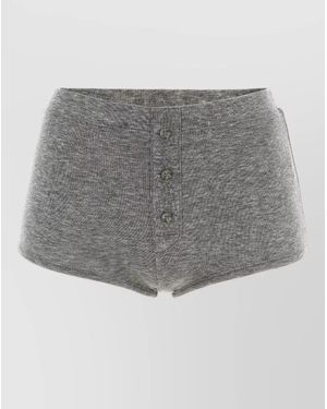 Entire studios Ribbed High-Rise Button Shorts - Grey