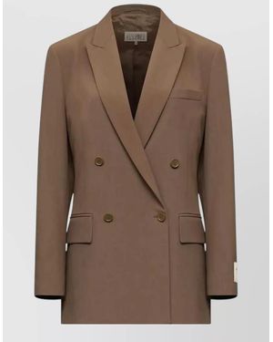 MM6 by Maison Margiela Suit Jacket Peak Lapels Tailored Fit - Brown