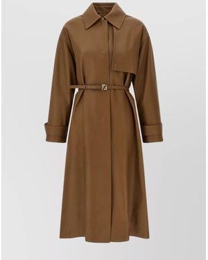 Fendi Leather Trench Coat - Natural