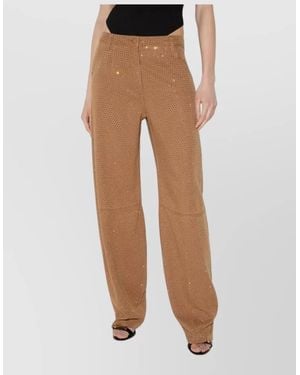 Elisabetta Franchi Rhinestone Embellished Asymmetric Straight-Leg Denim Pants - Multicolor