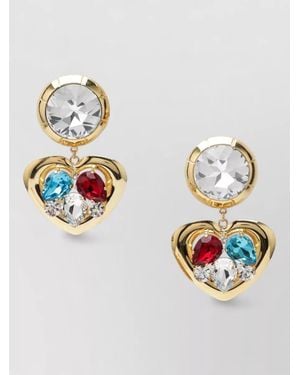 Alessandra Rich Heart Design Earrings Finish Gemstones - Metallic