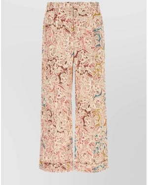 Valentino Garavani High Waist Wide Leg Paisley Pants - Natural