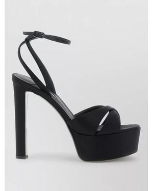 Le Silla Silk Satin Platform Sandals - Black