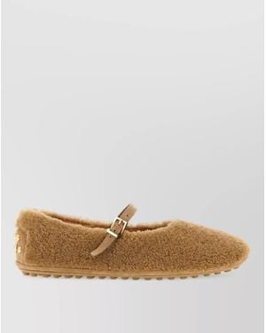 Tod's Shearling Mary Jane Slippers - White