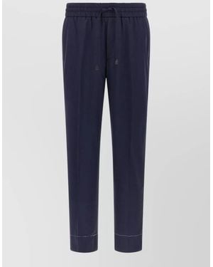 Brioni Wool Straight Leg Trousers - Blue