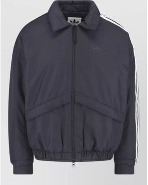 adidas High Collar Coat Elastic Cuffs Side Pockets - Blue