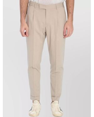 PT Torino Virgin Wool Stretch Mid-Rise Straight-Leg Trousers - Natural
