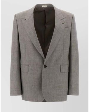 McQueen Wool Single-Breasted Blazer - Grey
