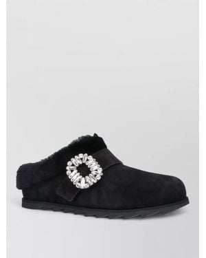 Roger Vivier Casual Buckle Detail Mules Slipper Style - Black