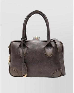 Golden Goose Luxe Leather Shoulder Bag With Metal Accents - Gray