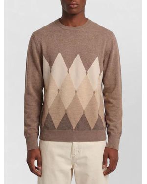 Ballantyne Cashmere Regular-Fit Diamond-Knit Crew-Neck Sweater - Natural