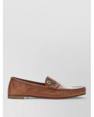 Versace Loafers Lace Up Shoes Round Toe - Brown