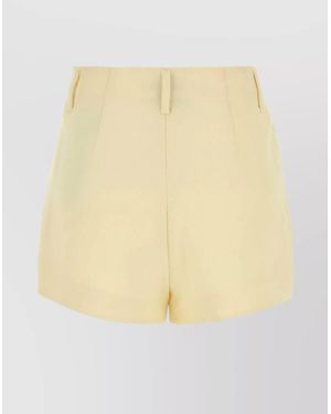 Ami Paris High Waist Pleated Shorts Side Pockets - Natural