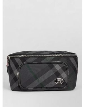Burberry Ribbed Chequered Crossbody Bag - Grey
