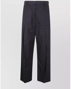 Marni Wide Leg Pleated Pants With Belt Loops - Blue