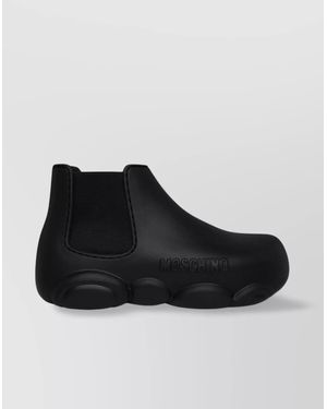 Moschino Rubber Ankle Boots With Elasticated Side Panels - Black
