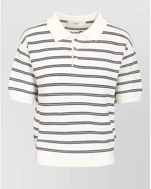 DUNST Cotton Blend Polo Shirt Striped Design - Gray