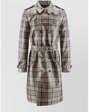 Burberry Madras Double-Breasted Trench Coat - Grey