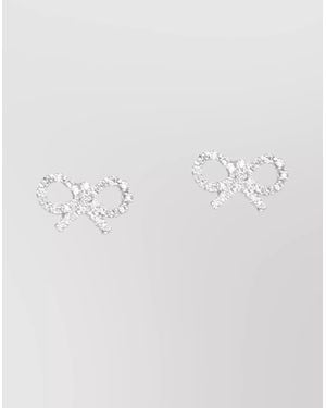 Self-Portrait Bow Brass Crystal Stud Earrings - Multicolor
