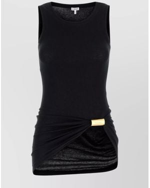 Loewe Stretch Cotton Tank Top With-Tone Detail - Black